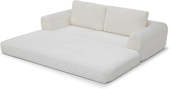 Foldable Boneless Love Seat Couches in a Box, Modern Floor Foam Sleeper Sofa Bed 2-in-1 Convertible Cloud Sofa for Home Apartments Bedroom