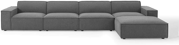 Modway Restore 5-Piece Upholstered Sectional Sofa in Charcoal