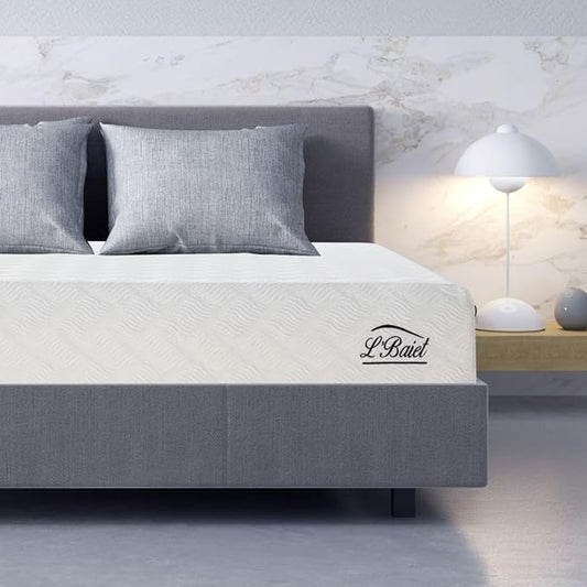 L’Baiet 6 Inch Gel Memory Foam Mattress, King Size - Bed in a Box - Medium Firm - Breathable Cooling-Gel Comfort Technology - Pressure Relief Comfy Support Soft Fabric Cover - CertiPUR-US Certified