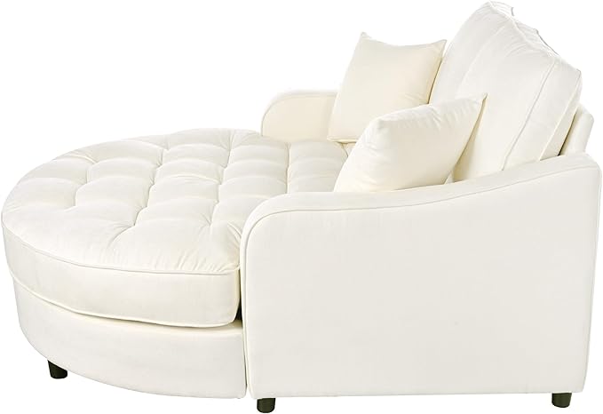 55" Oversized Chaise Lounge Indoor Chenille Upholstered Cozy Lounger Sofa Bed Sleeper Couch Daybed , Extra Wide Deep Seat Padded Sofabed with 9" Thicked Cushions and Throw Pillows for Living Room