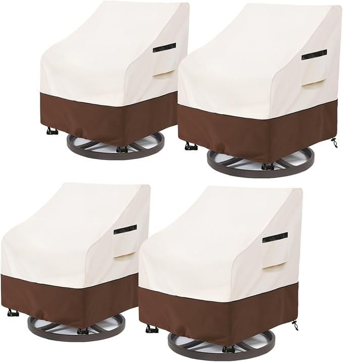 Patio Chair Covers Waterproof Patio Furniture Covers,33W x 37D x 38.5H Inches Outdoor Swivel Chair Cover 4 Pack -Beige by Aacabo