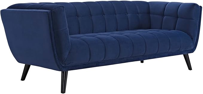 Modway Bestow Mid-Century Performance Velvet Upholstered Tufted Sofa In Navy
