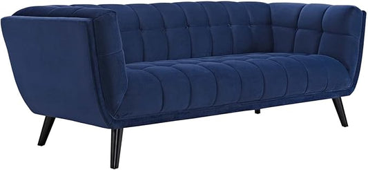 Modway Bestow Mid-Century Performance Velvet Upholstered Tufted Sofa In Navy