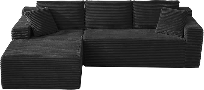 Casaphoria 103" Modular Sectional Sofa, L-Shape Sectional Cloud Couch with Chaise and Deep Seat,Upholstered Couches for Living Room Bedroom, No Assembly Required, Black