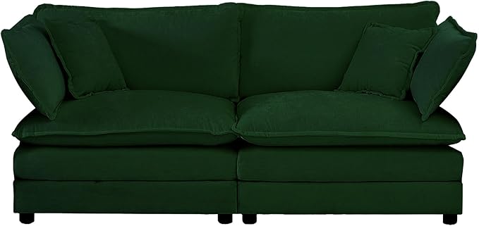 ERYE Oversized Loveseat Sectional Sofa Modern Deep Seat Reversible Chaises Sofa&Couch with 2 Movable Ottomans and 4 Pillows, Modular Sleeper Upholstered Couch for Living Room,Apartment,Studio,Office