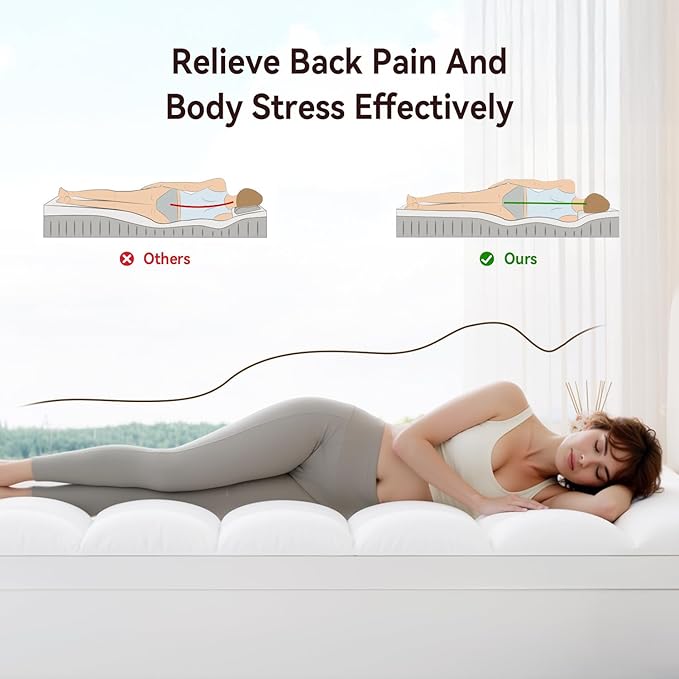 ABENE Twin Size Mattress Topper for Back Pain Relief, Extra Thick Mattress Pad Pillowtop, Soft Plush Mattress Cover Bed Topper with Deep Pocket, Overfilled Down Alternative Filling, White