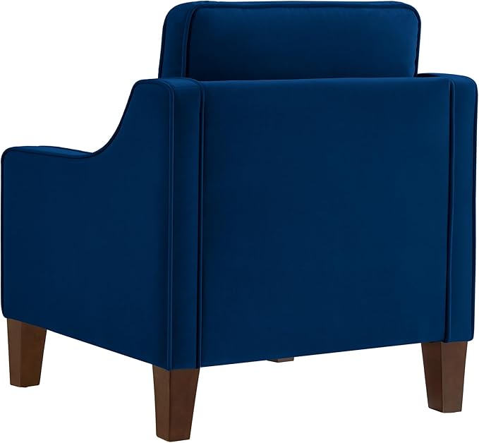 Velvet Upholstered Accent Chair,Single Seat Sofa with Wooden Legs, Modern Armchairs for Living Room,Bedroom and Office,Navy