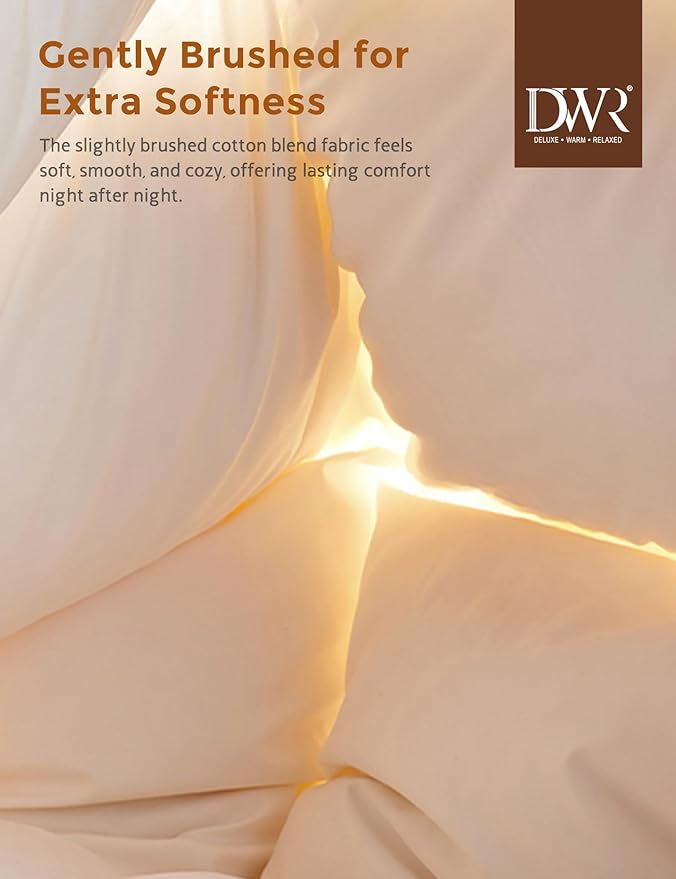 DWR Goose Feather Down Fiber Comforter King Size, Fluffy White Duvet Insert, Buttery-Soft and Breathable, Marshmallow-Like Loft, All Season Hotel Luxury Bedding, 8 Corner Tabs, 106" x 90"