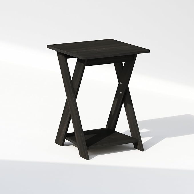 Furinno TIDUR Night Stand, Open Shelf Design X-Legs Nightstand, Criss-Crossed Bedside Table, End Table, Side Table, for Bedroom, Closet, Dorm, Espresso - Image 5