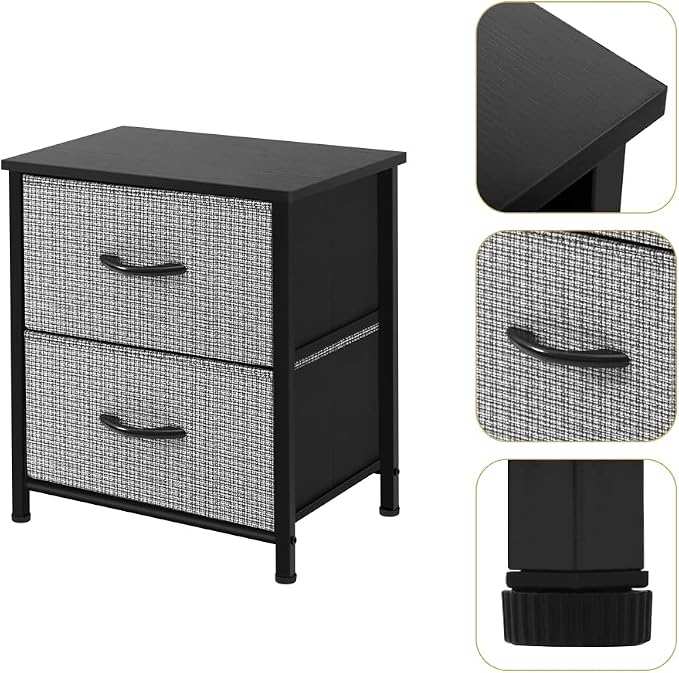 AZL1 Life Concept Storage Dresser Furniture Organizer Unit with 2 Drawers for Bedroom, Hallway, Entryway and Closets, Black and White, 11.8 x 17.7 x 19.7 inches - Image 5