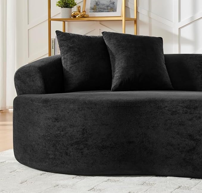 Curved Boneless Sofa Couches 4-Seat Tight Backrest Couch for Living Room Bedroom, Boneless Cloud Sofa with 4 Pillows, Floor Sofa in A Box No Assembly Required