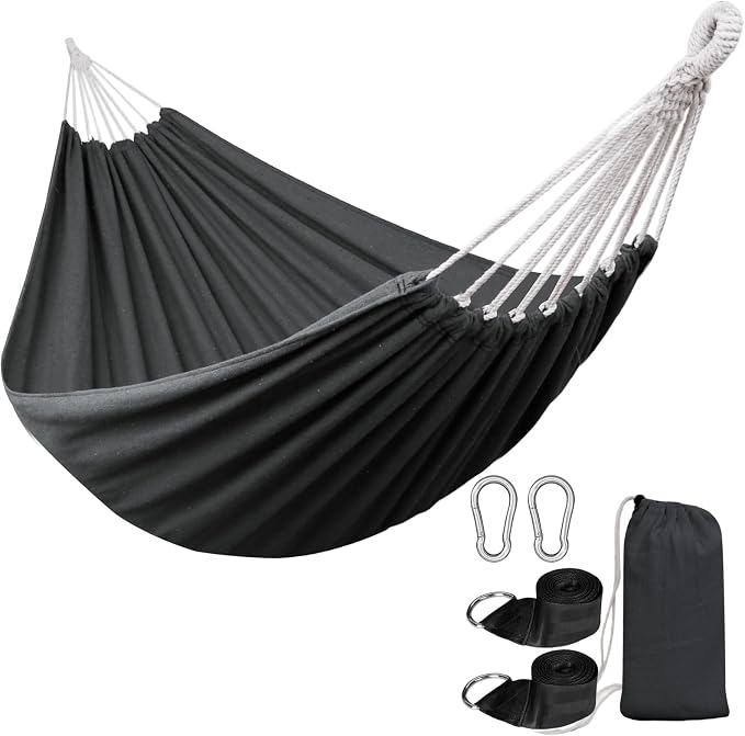 ANYOO Cotton Hammocks Heavy Duty Portable Hammock with Tree Straps Easy Setup Indoor/Outdoor Hanging Bed 550lb Capacity Perfect for Backyard Camping Travel by Anyoo