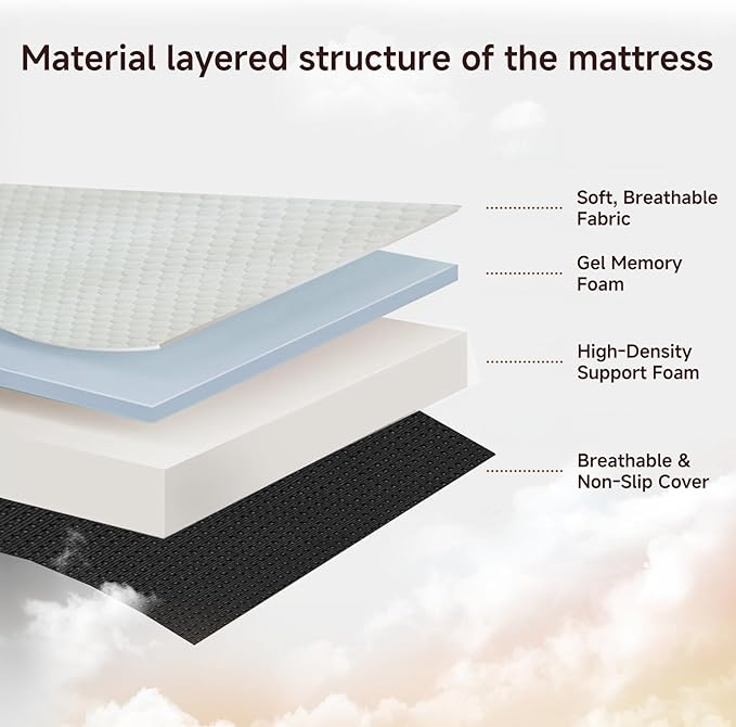 ROXGOX Foldable Mattress, Twin Tri-Fold Memory Foam Mattress Topper with Washable Cover, Handle & Non-Slip Bottom, 6 Inch Portable Folding Bed for Guest, Yoga, Living Room, Camping - 75"x38"x6"