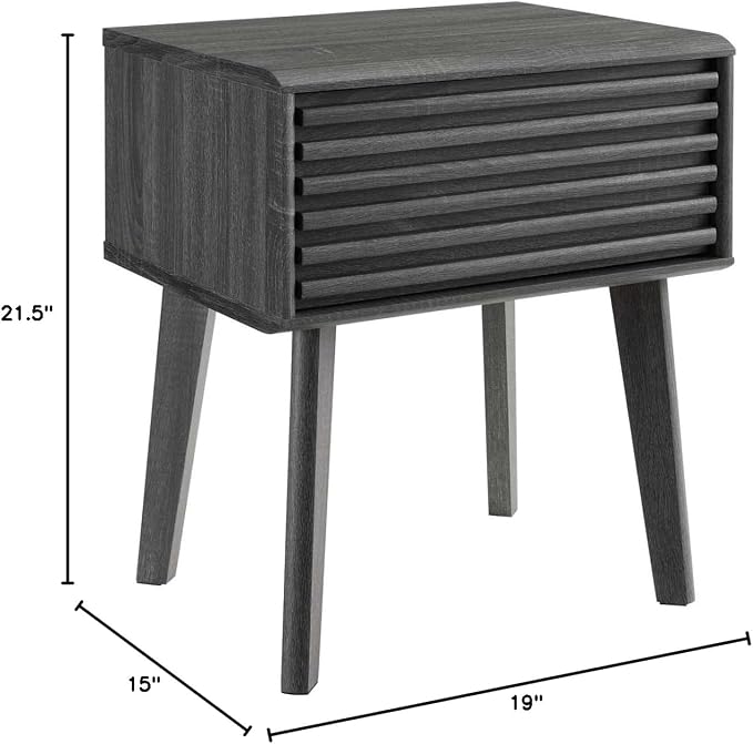 Modway Render Mid-Century Modern End Table or Nightstand in Charcoal, 15 x 19 x 21.5 - Image 3