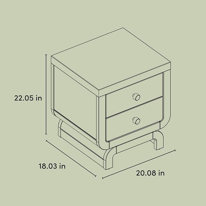 Storkcraft Santorini 2 Drawer Nightstand (Midnight Blue & Driftwood) - GREENGUARD Gold Certified Nightstand for Kids Bedroom, Premium Wood with Curved Base, “Champagne” Metal Knobs - Image 3