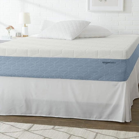Amazon Basics Cooling Gel Memory Foam Mattress, Medium Firm, CertiPUR-US Certified, Full Size, 75 x 54 x 12 inches, White/Gray