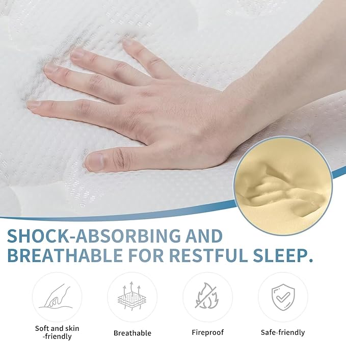 inight Twin Hybrid Mattress 14 Inch, Fresh-Sleep Tech with Nebulign Foam, Medium Firm Cooling Airflow for Pressure Relief, Fiberglass Free, CFR 1633 Compliant