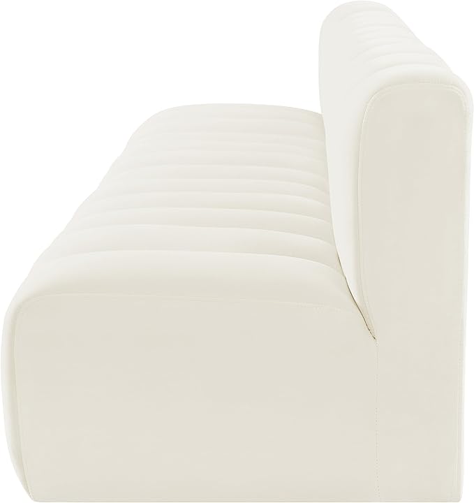 Meridian Furniture 103Cream-S4E Arc Collection Modern | Contemporary Modular Sofa with Soft Cream Velvet, Deep Channel Tufting, Modular Design, 119 W x 31 D x 30 H, Cream