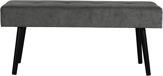 Comfy to go Entryway Bench - Grey Bench for Bedroom, Modern Ottoman End of Bed, Corduroy Padded Benches for Living Room, Foyer, Mudroom, Hallway - 39" L x 14" W x 17" H - Image 7