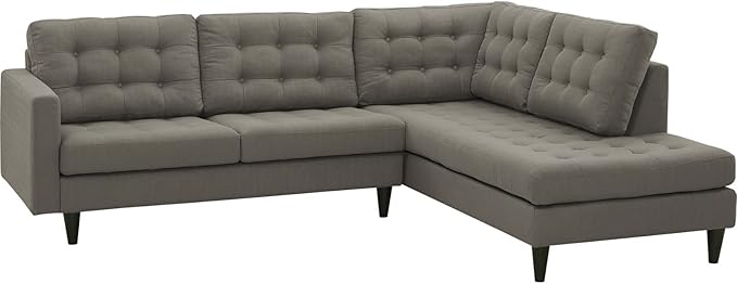 Modway EEI-2797-GRA Empress Mid-Century Modern Upholstered Fabric Right-Facing Sectional Sofa in Granite