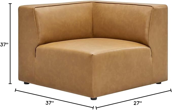 Modway Mingle Vegan Leather Sectional Sofa Corner Chair in Tan