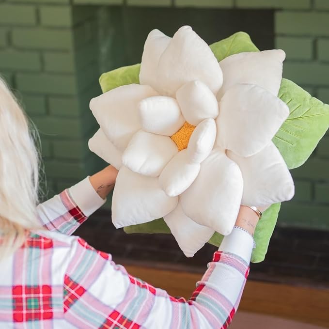 Green Philosophy Co. Poinsettia Pillow – Large Soft 3D Flower Throw Pillow, Marshmallow White Decorative Pillow for Couch & Bed, Cute Premium Gift for Plant Lovers, Star-Shaped