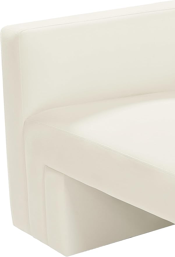 Meridian Furniture 665Cream-S Henson Collection Modern | Contemporary Velvet Upholstered Sofa with Rich Cream Velvet, Solid Wood Frame, 89.5" W x 34.5" D x 28" H, Cream