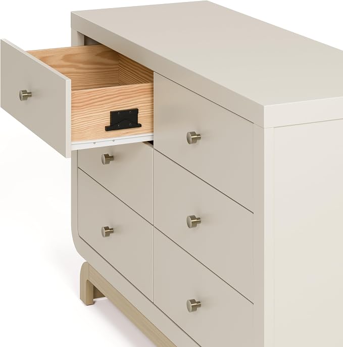 Storkcraft Santorini 6 Drawer Double Dresser (Frosted Oat with Driftwood) - GREENGUARD Gold Certified, Interlocking Drawer System, Dresser Drawer Organizer for Kids Bedroom - Image 13
