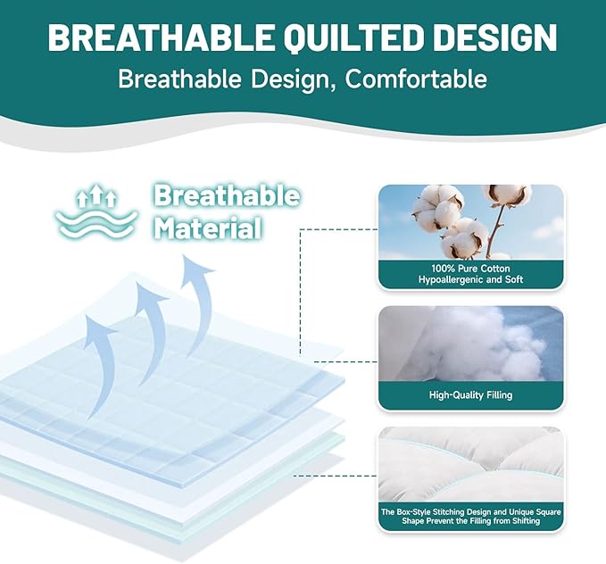 Premium Quilted 1000GSM Luxury Extra Thick Mattress Topper, King Size Cooling Mattress Pad, Overfilled Plush, Cloud-Like Comfort, Breathable, 8-21" Deep Pocket (White, California King)