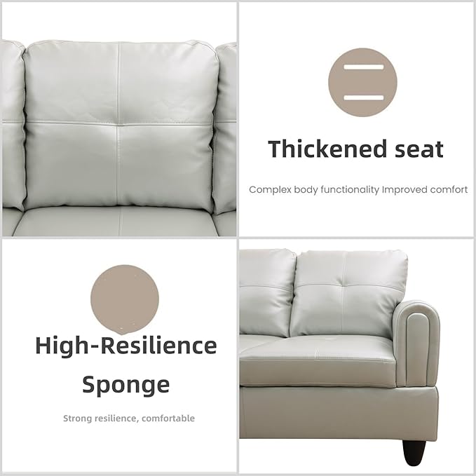 FONTOI L Shaped Sectional Couches, Leather Couch Modular Sectional Sofa with Ottoman Storage, Modern L Shaped Couch with Chaise for Living Room Bedroom Apartment Furniture, White