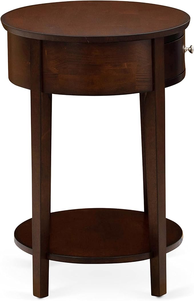 East West Furniture HI-0M-ET Wood End Table with 1 Mid Century Modern Drawer, Stable and Sturdy Constructed - Antique Mahogany Finish - Image 5