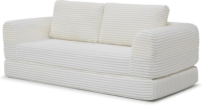 Foldable Boneless Love Seat Couches in a Box, Modern Floor Foam Sleeper Sofa Bed 2-in-1 Convertible Cloud Sofa for Home Apartments Bedroom