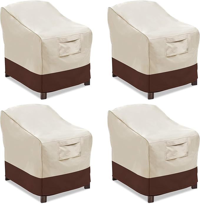 Vailge Patio Chair Covers, Lounge Deep Seat Cover, Heavy Duty and Waterproof Outdoor Lawn Patio Furniture Covers (4 Pack - Large, Beige & Brown) by VAILGE