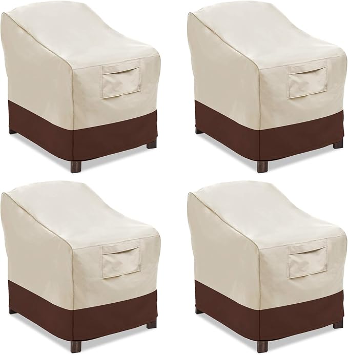 Vailge Patio Chair Covers, Lounge Deep Seat Cover, Heavy Duty and Waterproof Outdoor Lawn Patio Furniture Covers (4 Pack - Medium, Beige & Brown) by VAILGE