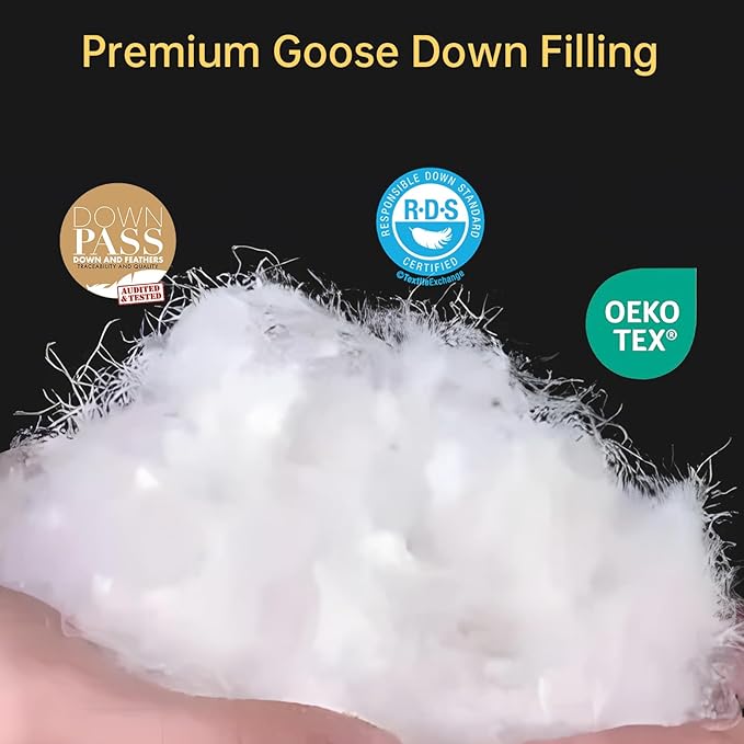 Goose Down Comforters 100% Cotton Shell King Size Comforter Luxury Duvet Insert, All Season White Bed Comforter Medium Warmth Goose Down Duvet,430 Thread (King 106x90)