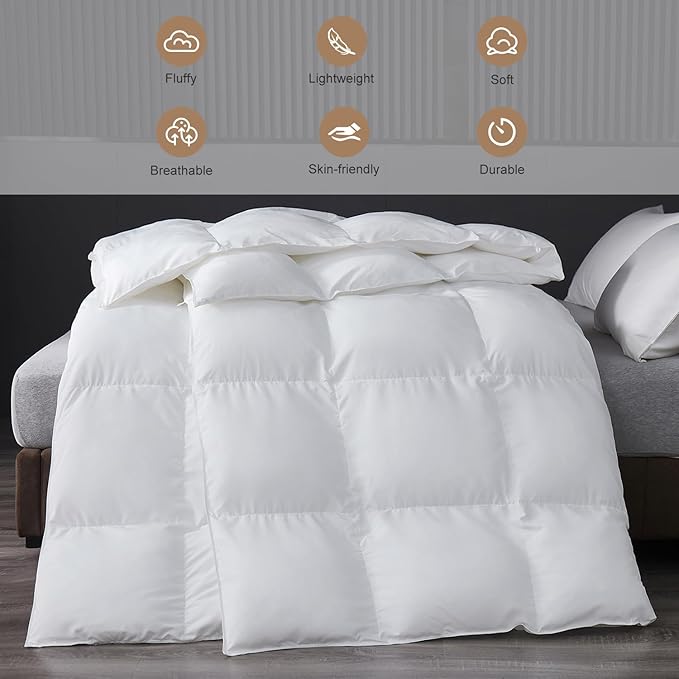 MH MYLUNE HOME Fluffy Down Alternative Comforter, All Season Duvet Insert Lightweight Bed Comforter Insert White Baffle Box Stitched with Corner Tabs (King All Season 105"x90")