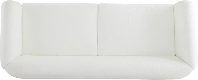 Merax 82 Inch Boucle Sherpa Sofa, Chenille Loveseat with Removable Cushions & Wood Legs, Modern Plush 3-Seater Couch for Living Room, Beige
