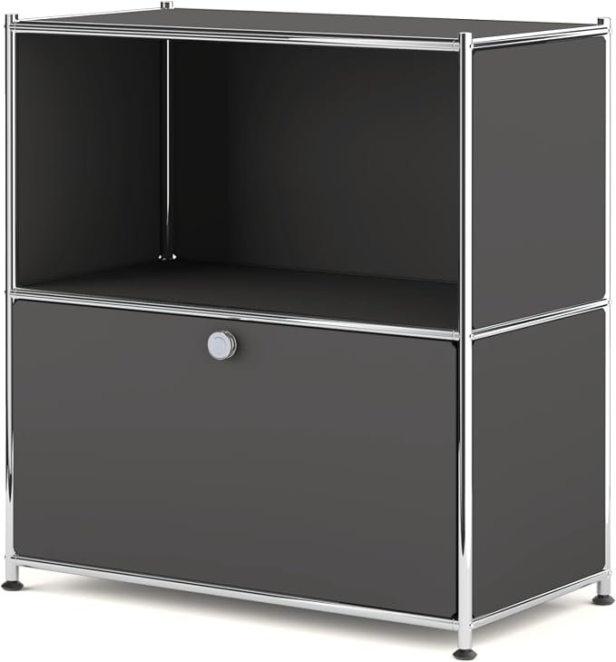 32.5-Inch Flip-Top Side Table & Buffet Cabinet with Detachable Wheels, Ample Storage, DIY Corner Bookshelf, Wall Shelf, Cube Organizer, Bedside Table – Modern Home Decor, Grey by SIMPLINK