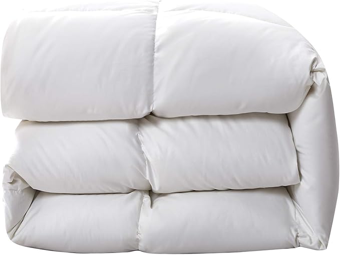 Serta Down Fiber Comforter Queen Size-Extra Warmth Duvet Insert, Luxury Fluffy Bed Comforter 100% Cotton 300 Thread Count Shell, Down Feather Fiber 500 Fill Power with Corner Taps, White 90x90inch