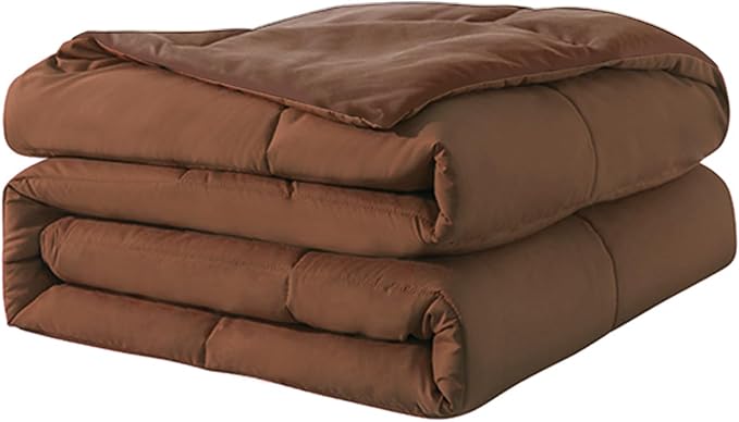 Duvet Insert Down Alternative Bedding Comforter Queen Size - All-Season Bedding - Lightweight & Machine Washable (Chocolate, Queen (U.S. Standard))