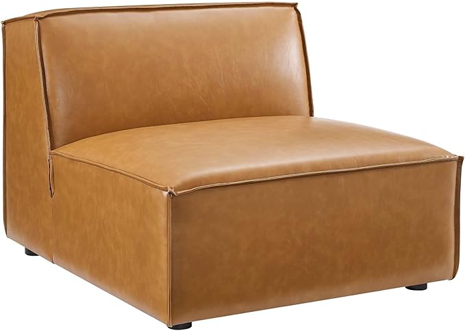 Modway Restore Vegan Leather Sectional 3-Seater Sofa in Tan