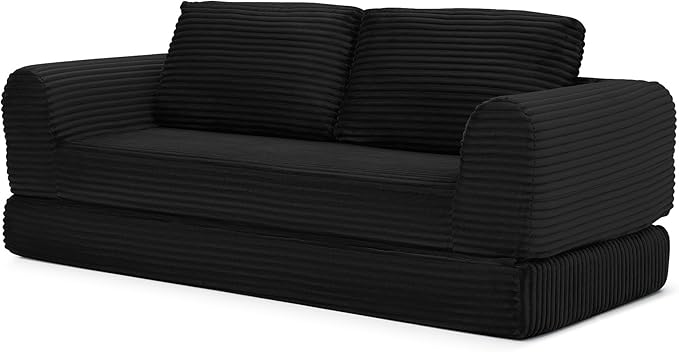 Foldable Boneless Love Seat Couches in a Box, Modern Floor Foam Sleeper Sofa Bed 2-in-1 Convertible Cloud Sofa for Home Apartments Bedroom