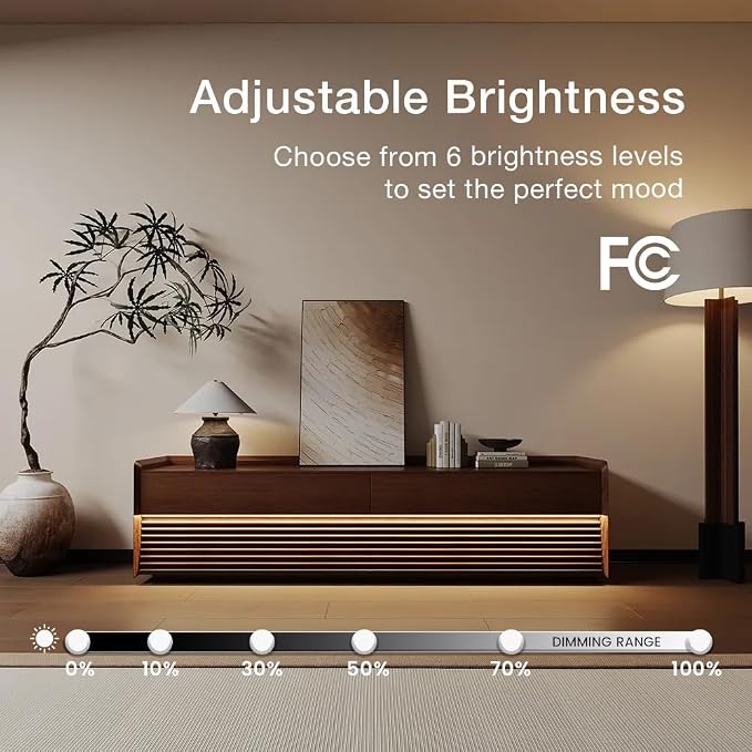 POVISON Fully-Assembled Mid Century Modern TV Stand, 70.87" Wood Media Console with Adjustable LED Light, Entertainment Center with Storage for Living Room - Image 4