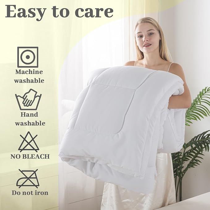 BedTreat Down Alternative Full Duvet Insert with Corner Tabs, All Season Quilted Bed Comforter Box-Stitched Full Comforter White, Machine Washable Microfiber Bedding
