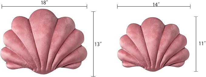 Ashler 3D Throw Pillows Shell Shaped Accent Throw Pillow, Soft Velvet Insert Included Cushion for Couch Bed Living Room, Pack of 1, Pink, 14 X 11 inches