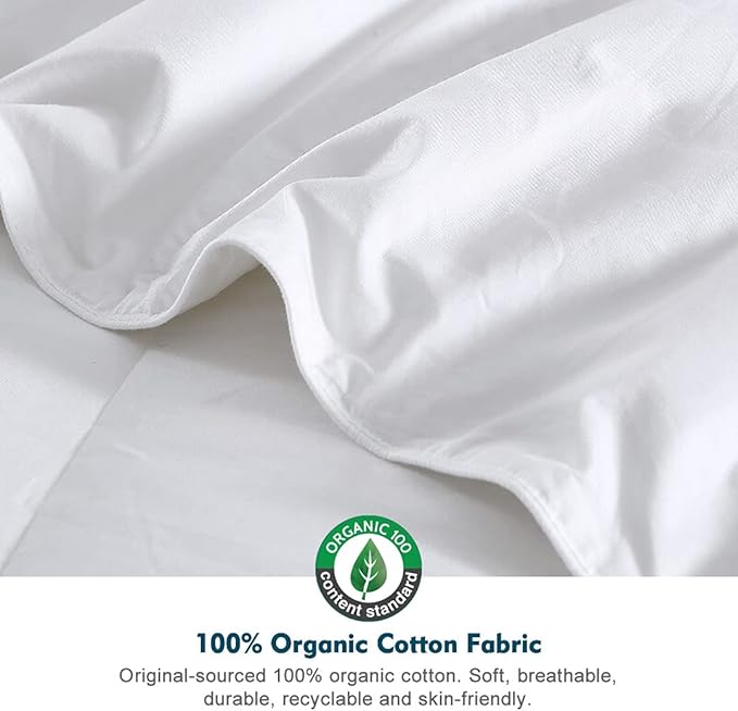 Feathers Down Comforter California King - 100% Organic Cotton Quilted Medium Warm All Seasons Duvet Insert or Stand-Alone Comforter (104x96, Ivory White)