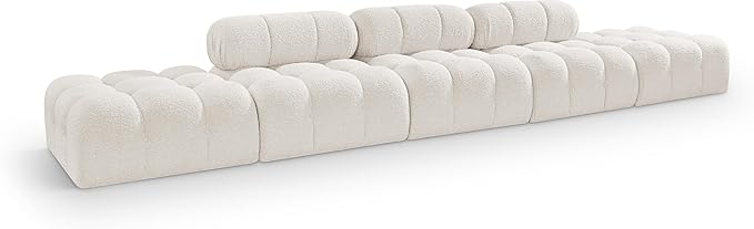 Meridian Furniture 611Cream-S170A Ames Collection Modern | Contemporary Modular Sectional with Rich Cream Boucle Fabric, Modular to Create Infinite Configurations, 170" W x 34" D x 28" H, Cream