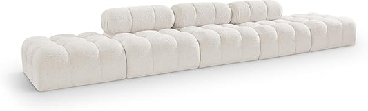 Meridian Furniture 611Cream-S170A Ames Collection Modern | Contemporary Modular Sectional with Rich Cream Boucle Fabric, Modular to Create Infinite Configurations, 170" W x 34" D x 28" H, Cream