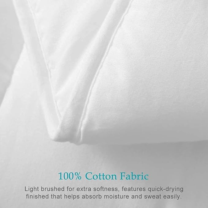 100% Cotton Cover Down Alternative Comforter Oversized King Size- Ultra-Soft Bed Comforter for All Season, Breathable White Duvet Insert (116x98)