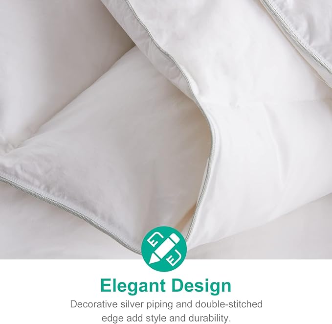 APSMILE All Season Down Feather Fibers Comforter Full Size - Ultra-Soft High Fill-Power Hotel Collection Duvet Insert Fluffy Medium Warm Quilt Comforter with Corner Tabs(82x86, White)